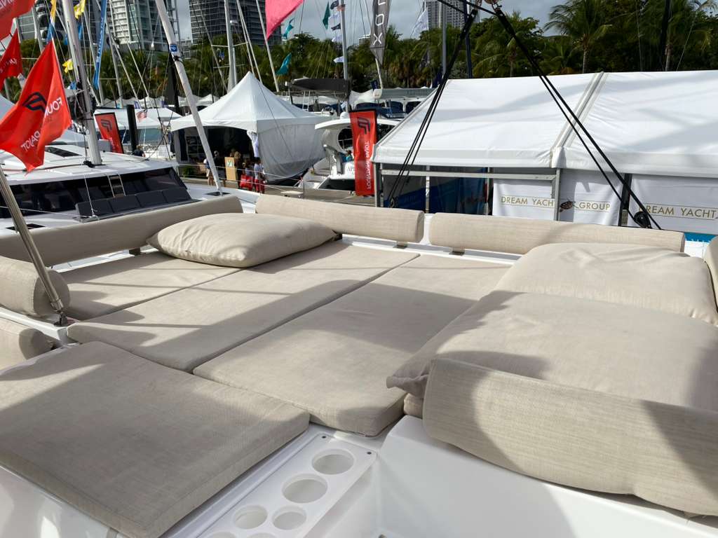Bali Catspace flybridge lounge cushions with cup holders