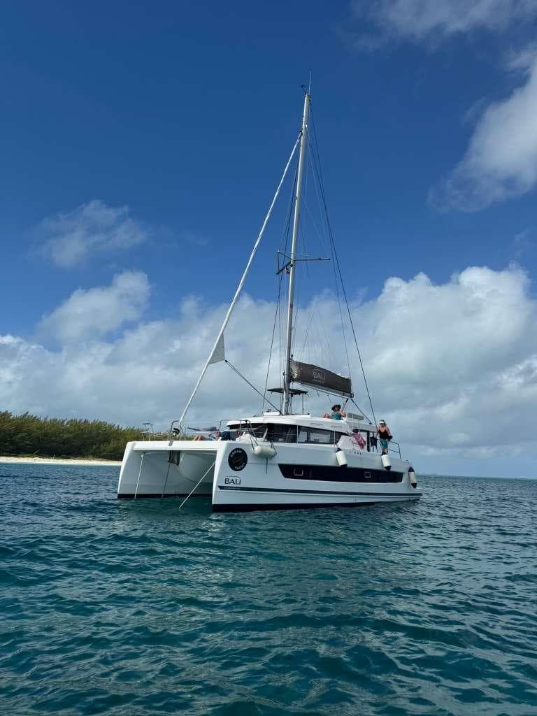 Let's Geaux anchored at a cay in the Abacos