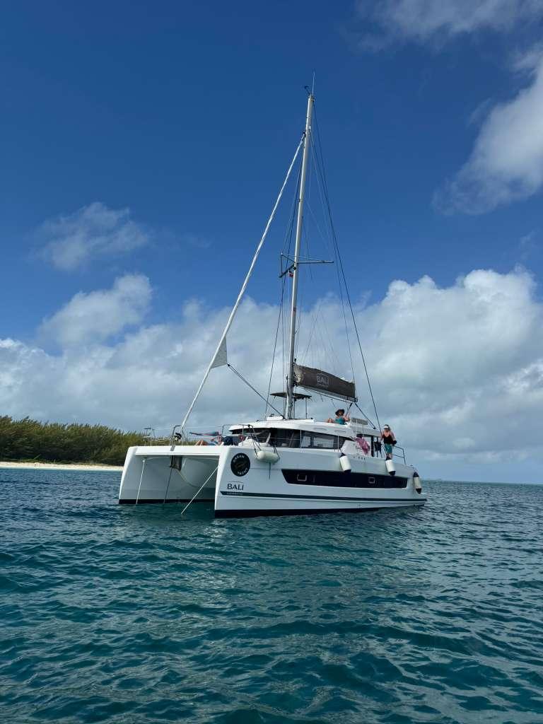 Let's Geaux anchored at a cay in the Abacos